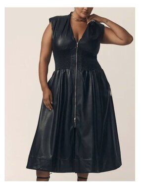 Anthropologie Tommie Dress 2XL Faux Leather Black Plus Size